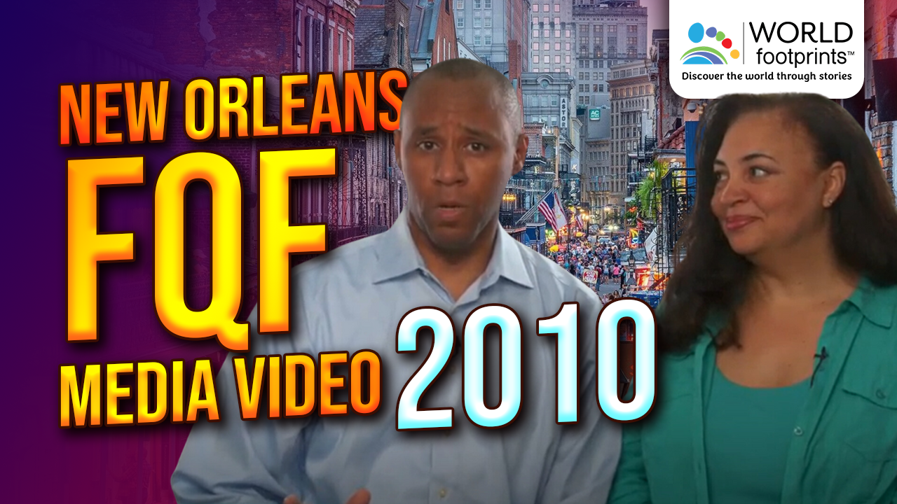 Tonya and Ian Fitzpatrick's French Quarter Festival media video featuring the Fitzpatricks on the cover with a background of New Orleans French Quarter Fest.