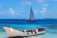 Boats at Tobago Cays Exploring Palm Island and Tobago Cays Marine Park