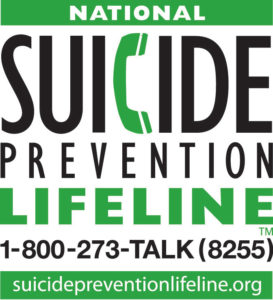 National Suicide Prevention Lifeline banner and number