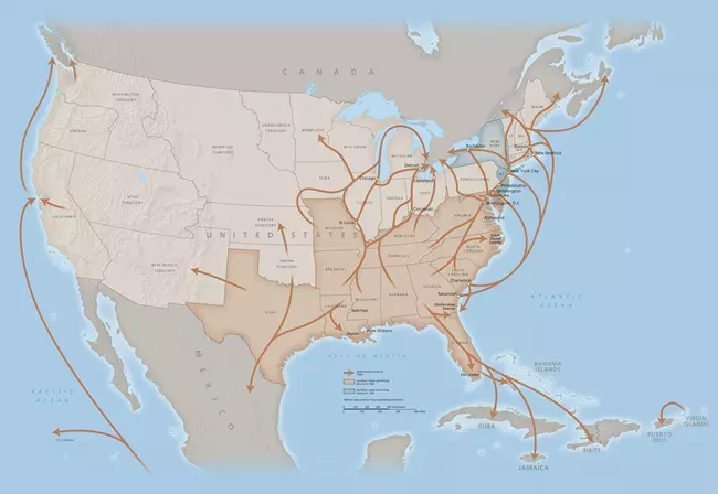 National Park Service Underground Railroad map National Park Service map showing Underground Railroad routes across the United States and toward Canada
