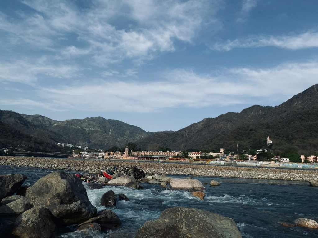 Ganges River and Himalayan foothills in Rishikesh, India Ganges River and Himalayan foothills in Rishikesh, India