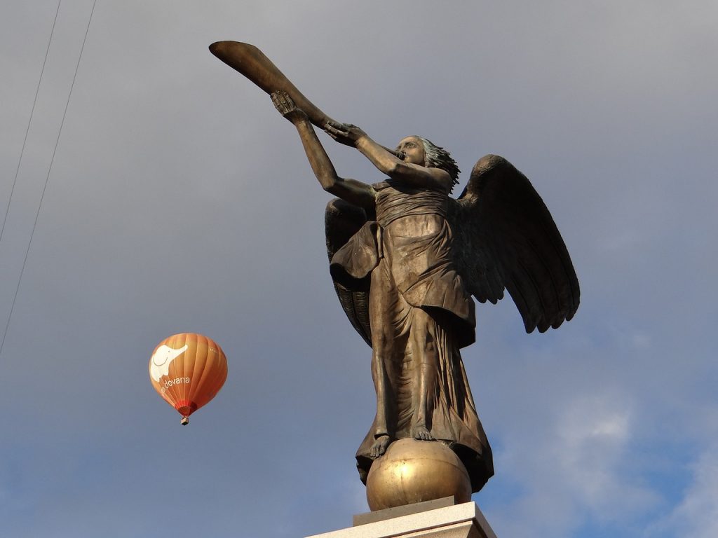 Statue of an Angel of Uzupis Uzupio in Vilnius Lithuania