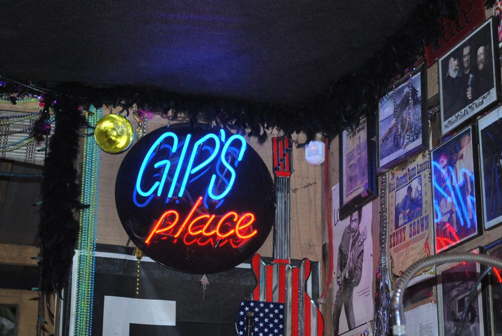 Just inside the entrance to Gip's Place