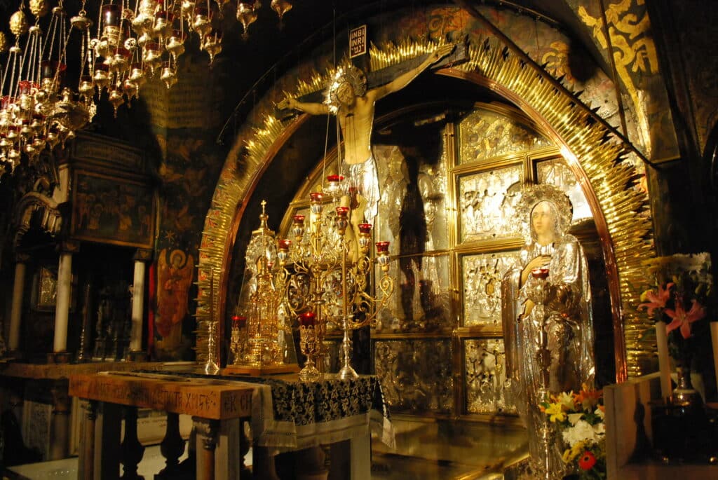 Calvary (Golgotha) altar. Visitors can feel the hole where the cross was erected. Photo: Tonya Fitzpatrick