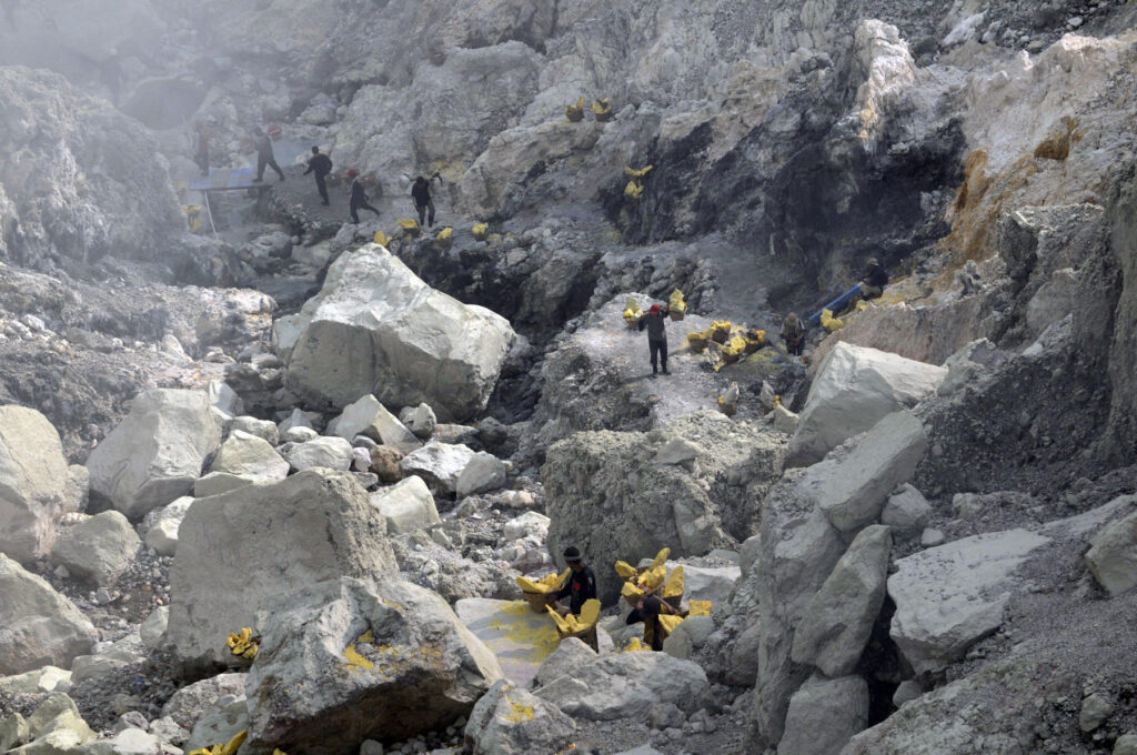 Sulfur miners on Mount Ijen. Photo: Bandita Mukherjee