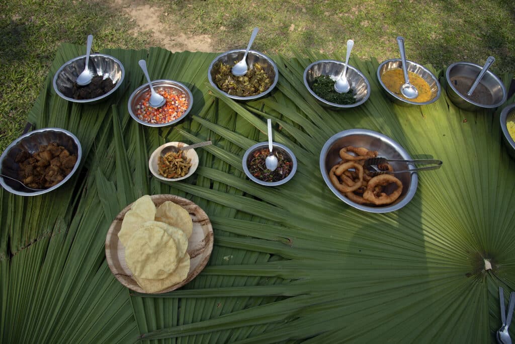 A scrumptious spread of tribal cuisine. Wild Mahseer Assam Photo: Sugato Mukherjee