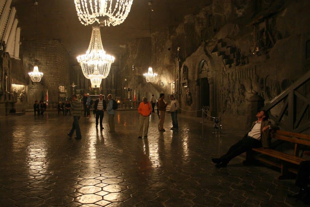 Rejuvenating in the Wieliczka Salt Mine Underground health resort chamber inside the Wieliczka Salt Mine