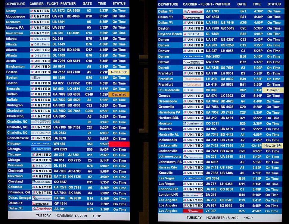Departure And Arrival Board At Dulles Airport Departure And Arrival Board At Dulles Airport