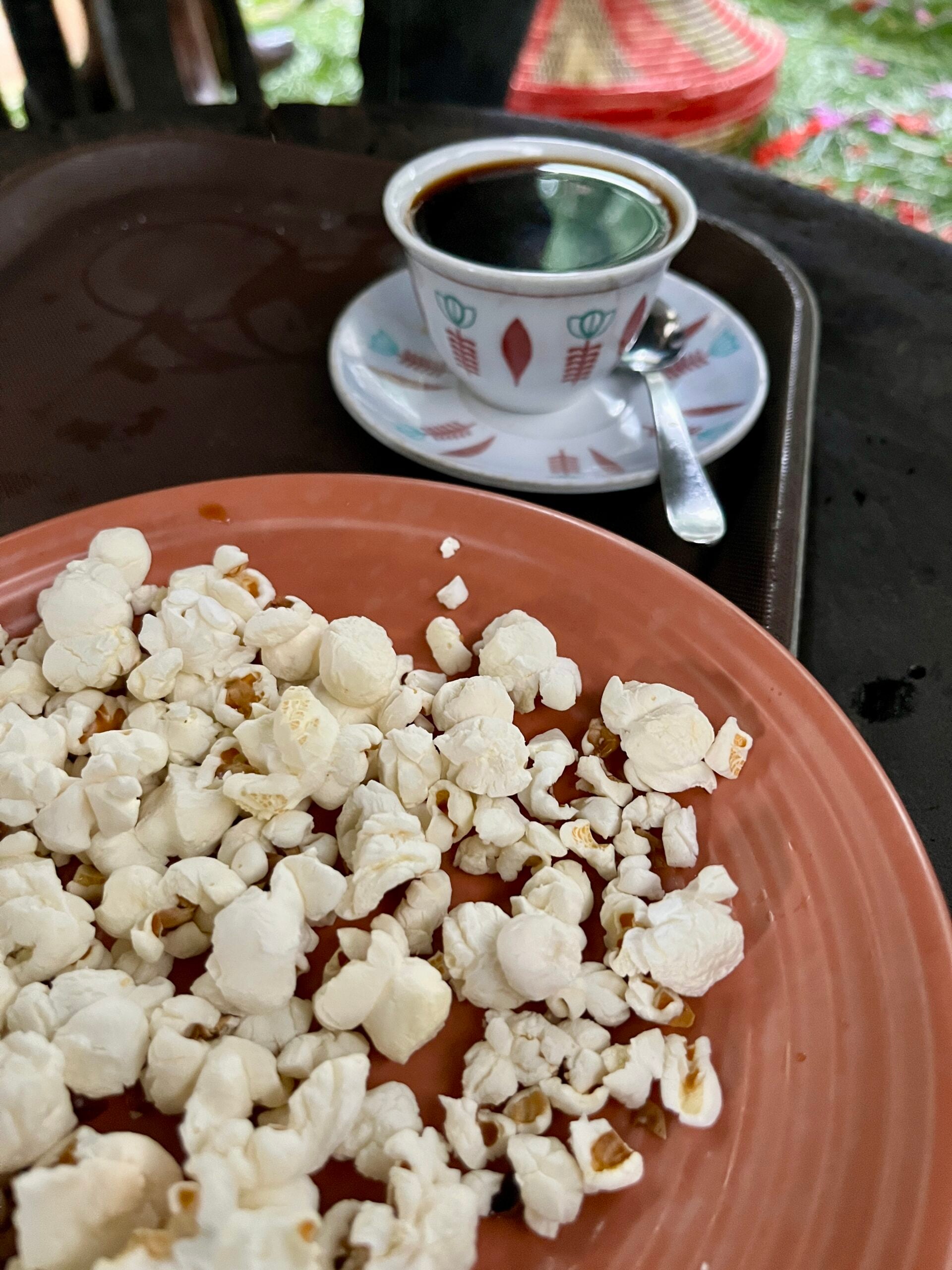 Ethiopia It's common to serve small snacks like popcorn during a coffee ceremony