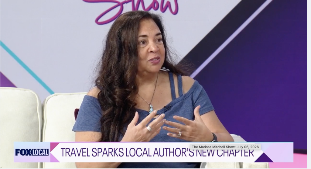 Tonya Fitzpatrick on Marissa Mitchell Showarks Reinvention MM Show image Tonya Fitzpatrick appears on The Marissa Mitchell Show and screen shows banner: Travel Sparks Local Author Reinvention.