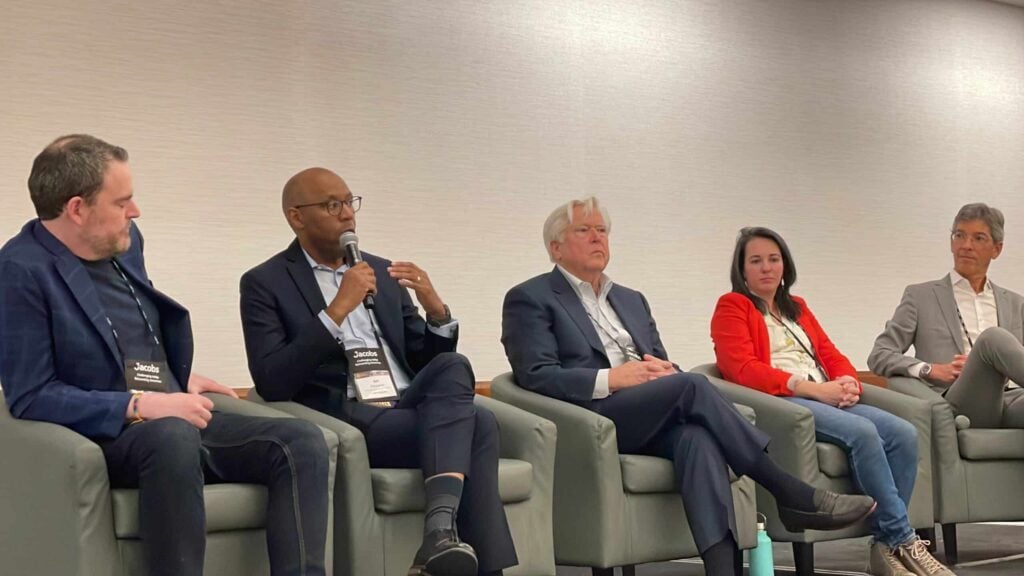 World Footprints co-founder Ian Fitzpatrick speaking on a panel at MPACT